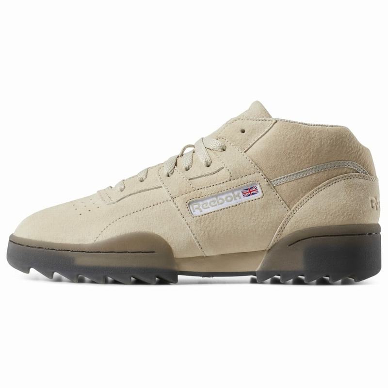 Reebok Workout Clean Mid Ripple Tenisky Panske - Béžové/Čierne UE7176FW